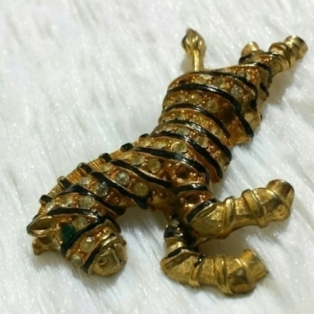 Vintage Jeweled Zebra Brooch Pin